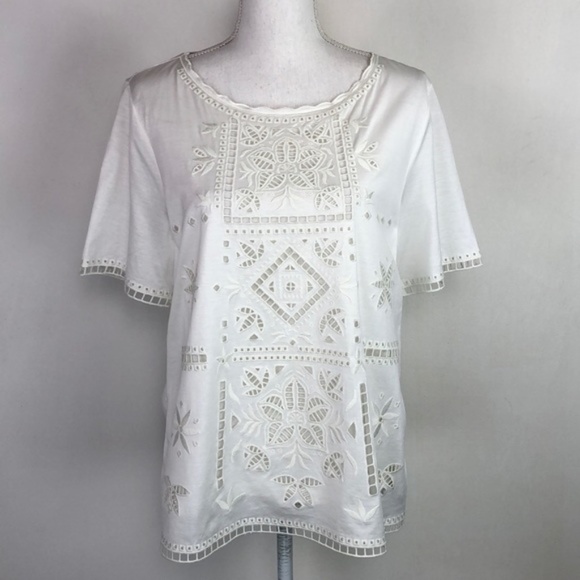 J. Crew Tops - J. Crew White Embroidered Top